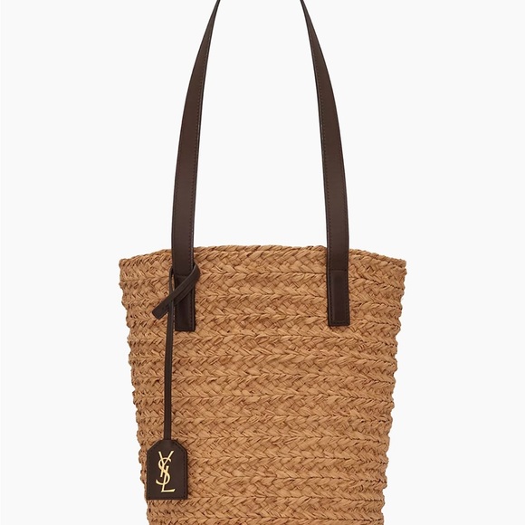 Saint Laurent - Panier Small raffia bucket bag in beige - Picture 2 of 9